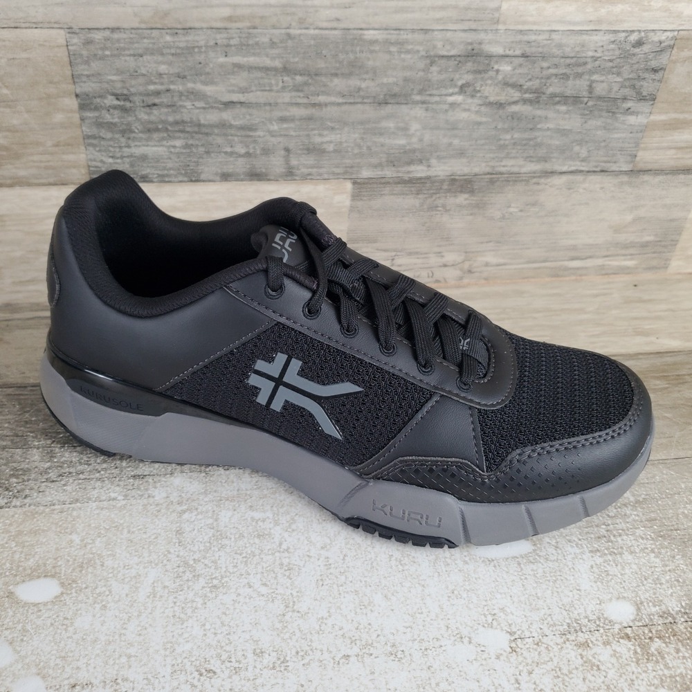 Kuru Quantum 2.0 Mens Shoe Sz 9.5 M Running Jet Black Slate Gray Lace Up Sneaker